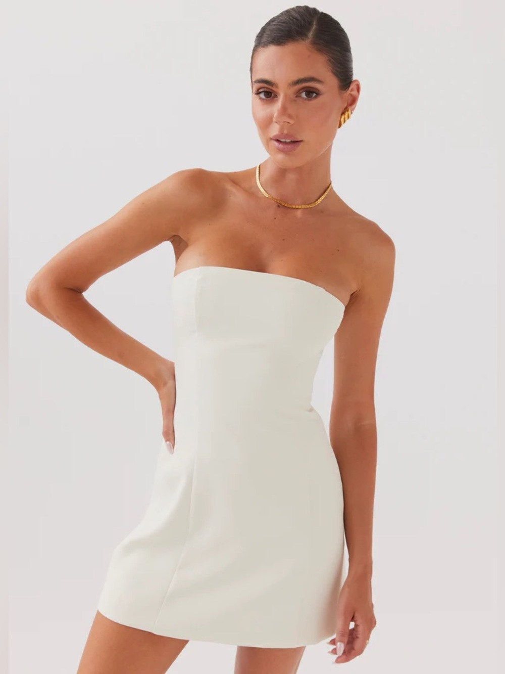Peppermayo Ayanna Strapless Mini Dress in Ivory - Size 6